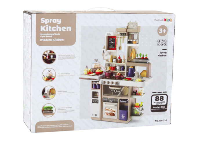 Çocuk - 88 Parçalı Pembe Işıklı Sesli Mutfak Seti - Eğlenceli Oyun Deneyimi - Görsel 2