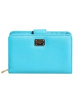 Çanta - Dolce Gabbana Açık Mavi Deri Bifold Kadın Cüzdan - Kullanışlı ve Şık - Ana Görsel