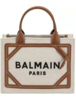 Çanta - Balmain B-army Tote Çanta - Pamuk ve Deri Kombinasyonu ile Şıklık - Ana Görsel
