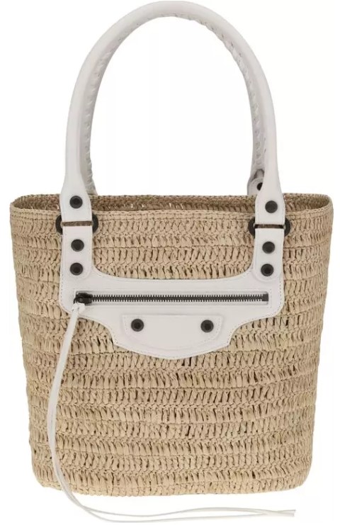 Çanta - Balenciaga Le City Hasır Omuz Çanta - Şık ve Fonksiyonel Hasır Çanta - Ana Görsel