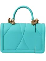 Çanta - Dolce Gabbana Devotion Kalpli Turkuaz AirPods Kılıfı - Zincir Askılı Silikon Kılıf - Görsel 2