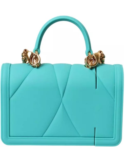 Çanta - Dolce Gabbana Devotion Kalpli Turkuaz AirPods Kılıfı - Zincir Askılı Silikon Kılıf - Görsel 2