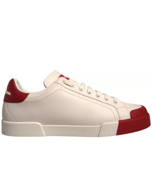 Erkek - Dolce Gabbana Beyaz Deri Portofino Sneaker - 42 Numara Şık Spor Ayakkabı - Ana Görsel
