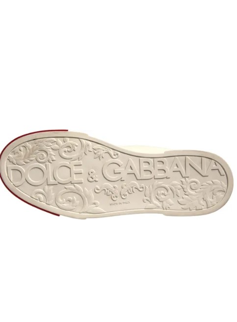 Erkek - Dolce Gabbana Beyaz Deri Portofino Sneaker - 42 Numara Şık Spor Ayakkabı - Görsel 2