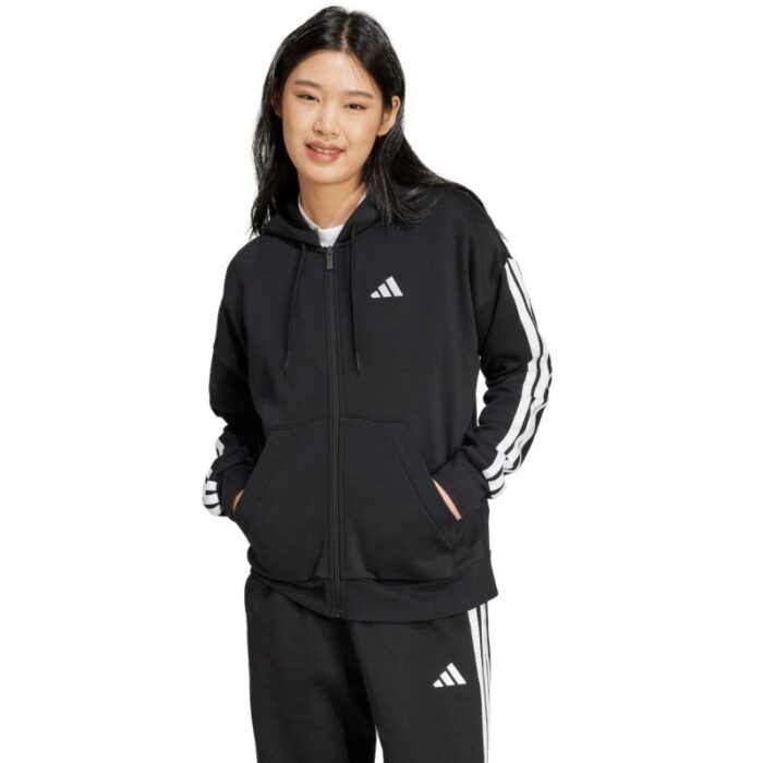 Kadın - adidas Essentials 3 Şeritli Tam Fermuarlı Kapüşonlu Kadın Hoodie (Kadın, Antrenman) - Görsel 2