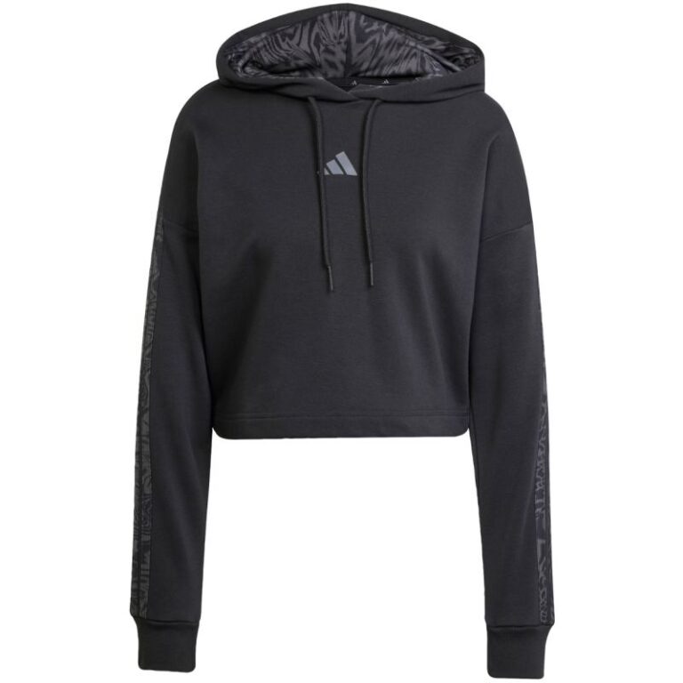 Kadın - adidas Essentials 3 Şeritli Baskılı Fransız Terry Kapüşonlu Sweatshirt W JC6244 (Kadın, Antrenman) - Ana G...