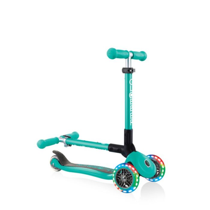 Çocuk - Globber Katlanabilir 3 Tekerlekli Scooter Işıklı Zümrüt Yeşili Jr 437-107 (Çocuk, Paten) - Görsel 4