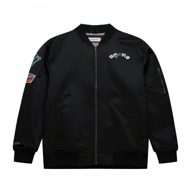 tryoshop-mitchell-ness-lightweight-satin-bomber-san-antonio-spurs-m-jacket-sjkt6599-sasyypppblck-1072897 Ceket - Mitchell amp Ness Hafif Saten Bomber San Antonio Spurs M Ceket (Erkek, Yaşam Tarzı) - Ana Görsel