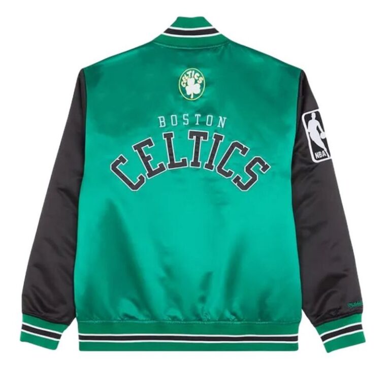 Ceket - Mitchell amp Ness NBA Boston Celtics Primetime Ağırlıklı Saten Ceket Vintage Logolu (Erkek, Yaşam Tarzı) - G...