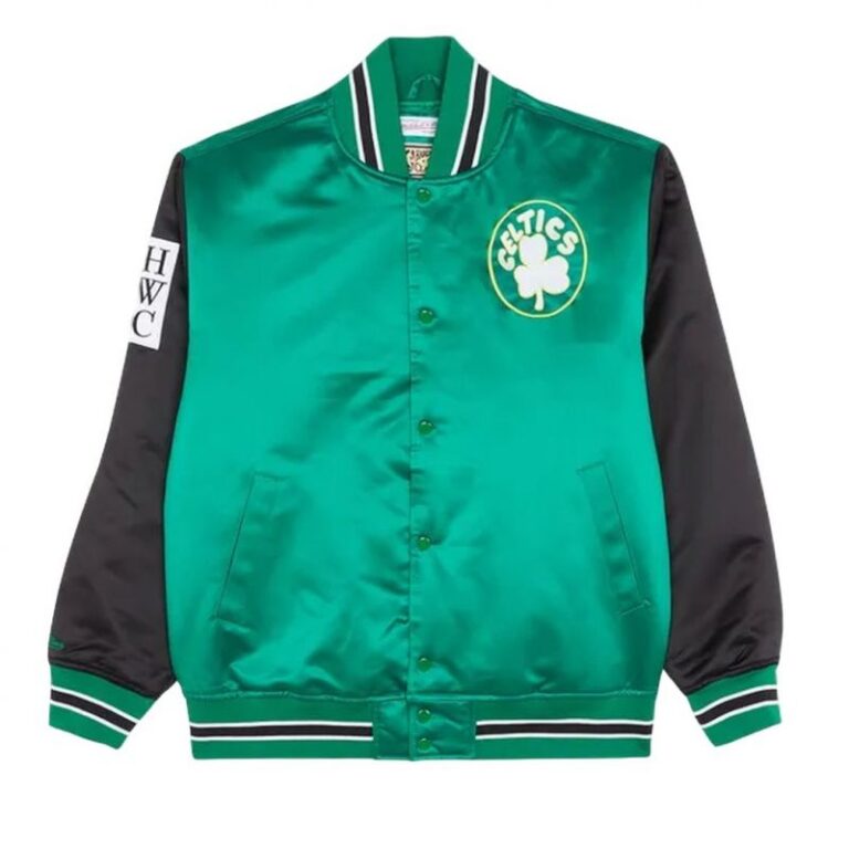 Ceket - Mitchell amp Ness NBA Boston Celtics Primetime Ağırlıklı Saten Ceket Vintage Logolu (Erkek, Yaşam Tarzı) - A...