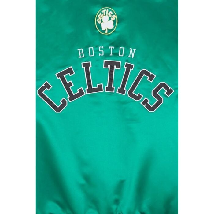 Ceket - Mitchell amp Ness NBA Boston Celtics Primetime Ağırlıklı Saten Ceket Vintage Logolu (Erkek, Yaşam Tarzı) - G...