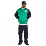 Ceket - Mitchell amp Ness NBA Boston Celtics Primetime Ağırlıklı Saten Ceket Vintage Logolu (Erkek, Yaşam Tarzı) - G...
